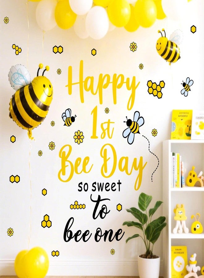 THEYGE First Bee Day Party Decal First Birthday Backdrop Decals Happy 1st Bee Day Balloon Arch Stickers Sweet to Bee One Baby Shower Party Decoration Bees Theme Birthday Party Stickers Supplies - Image 4