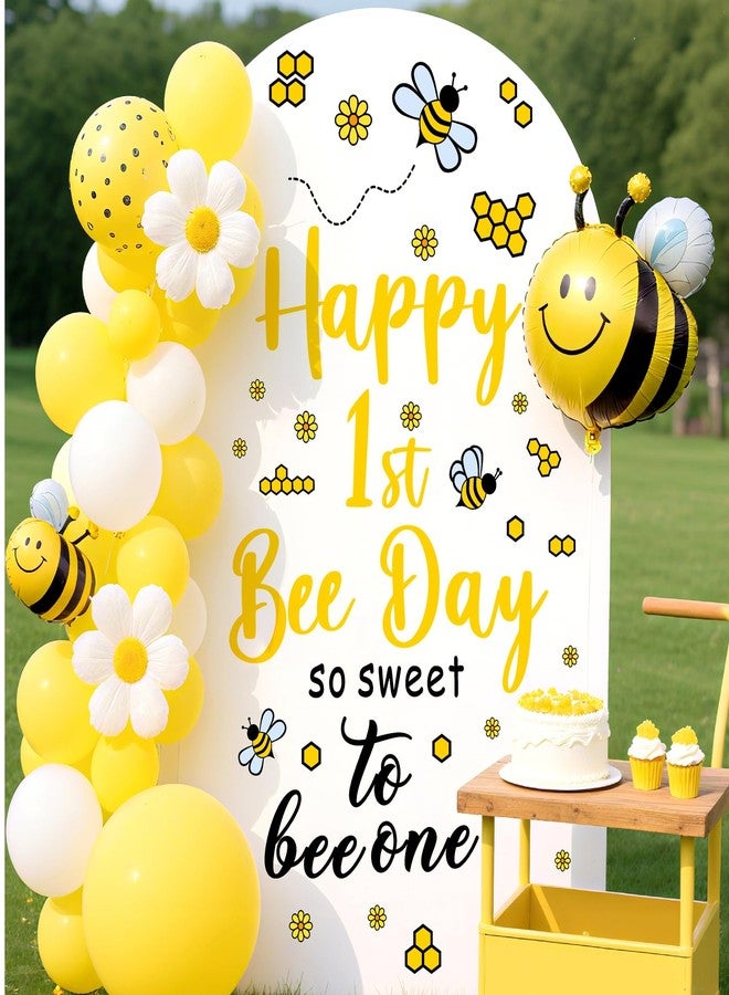 THEYGE First Bee Day Party Decal First Birthday Backdrop Decals Happy 1st Bee Day Balloon Arch Stickers Sweet to Bee One Baby Shower Party Decoration Bees Theme Birthday Party Stickers Supplies - Image 1