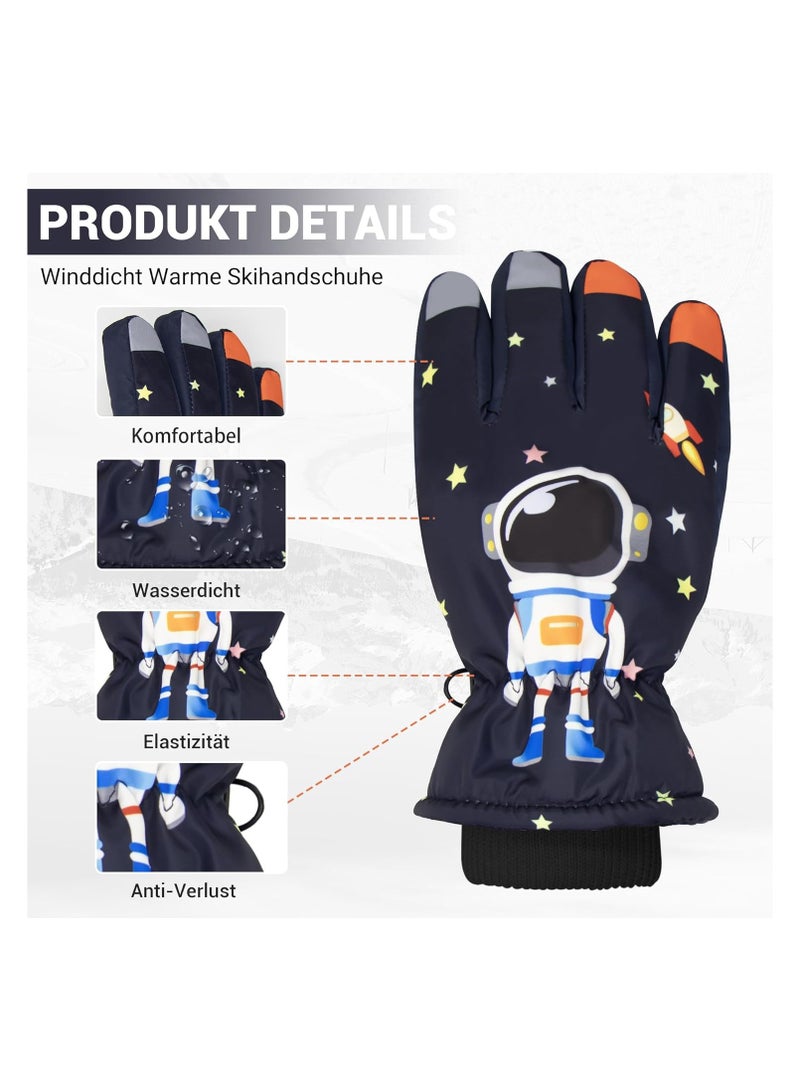 general Kids Ski Gloves, Winter Gloves, Kids Ski Gloves, Cartoon Ski Gloves, Waterproof, Windproof, Suitable for Winter Activities, Boys & Girls Suitable for 8-14 years - Image 2