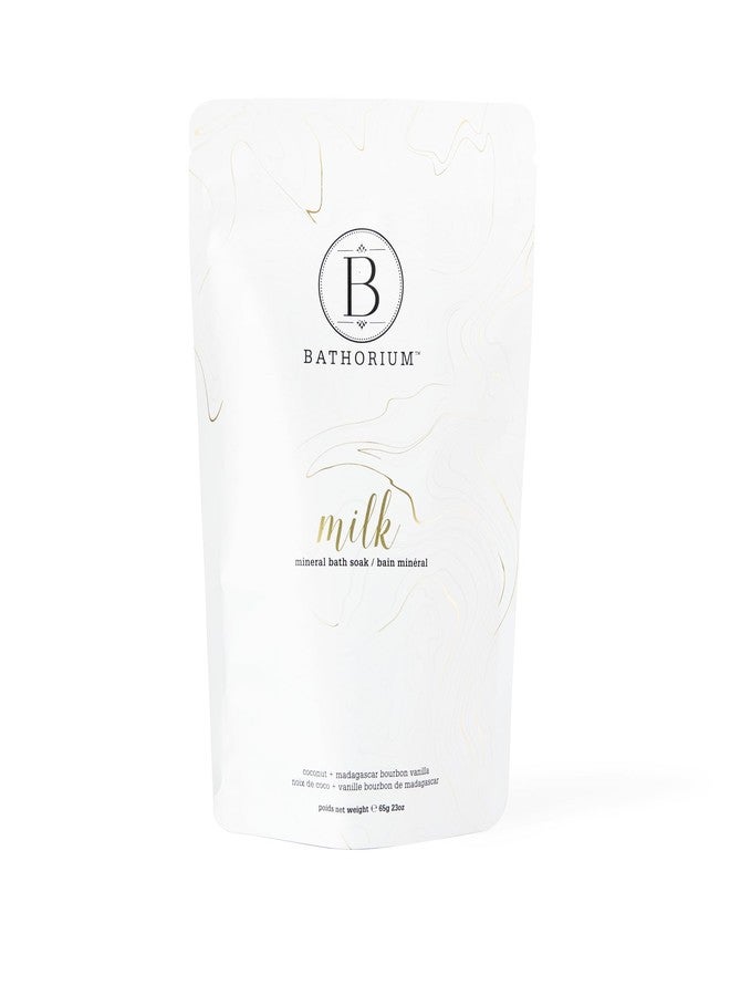 Bathorium Milk Mineral Bath Soak, Made with Coconut, Dead Sea Salt & Vanilla Bean CO2, Ideal for Hydration, pH Balanced Coconut Scented Bath Soak for Women, Approximately 5 Baths, 23 oz - Image 1