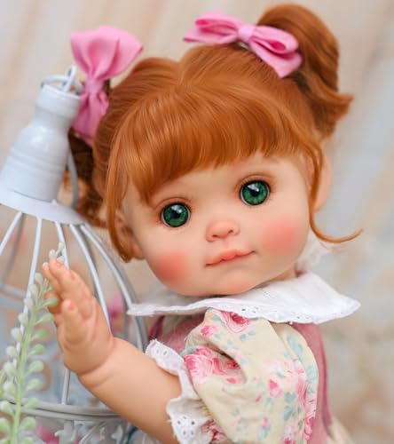 Cloveray Baby Doll 18 Inch Realistic Reborn Toddler Real Life Baby Dolls with Vintage Floral Dress Little Bear Woven Basket Premium Collectible Doll Gifts for 3 Year Old Girls - Image 1