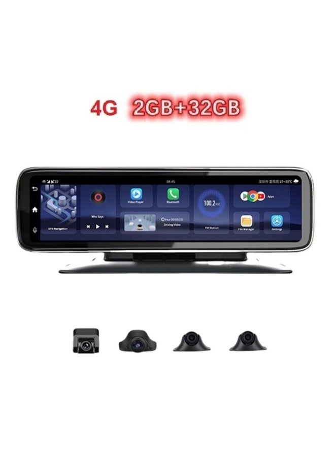 4 Cameras 4G Android 10.0 Car DashCam Video Recorder 12" Full Touch DVR Panoramic RearView 4CHs WiFi ADAS GPS Navigation - Image 1