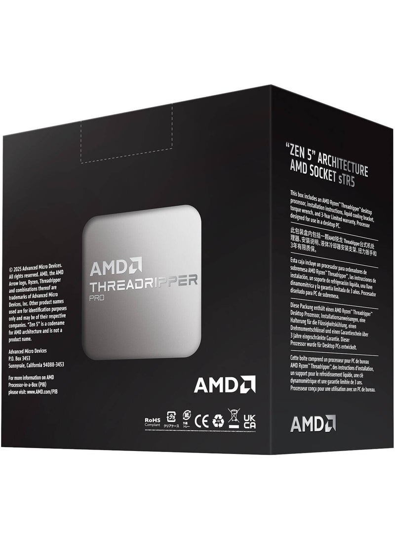 اي ام دي معالج Ryzen Threadripper PRO 9965WX بمقبس sTR5، يضم 24 نواة و48 مساراً، بتردد أساسي 4.2 جيجاهرتز وتردد تعزيز أقصى يصل إلى 5.4 جيجاهرتز، مع ذاكرة تخزين مؤقت L3 سعة 128 ميجابايت، ودعم ذاكرة DDR5، وقيمة TDP تبلغ 350 واط | 100-100000724WOF - Image 2