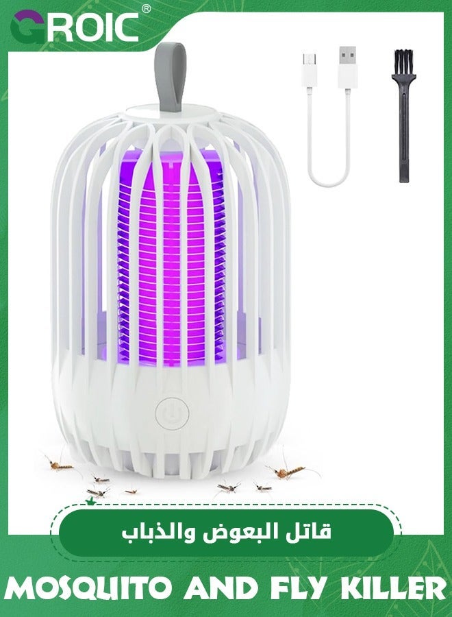 GROIC White Fly Zapper, Killer, 2 in 1 Mosquito Killer Lamp, Bug Zapper Electric UV Light Insect 3000V/5W Waterproof Trap Portable Standing or Hanging for Indoor Outdoor - Image 1