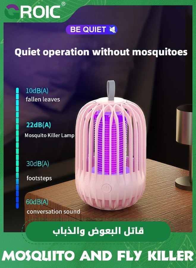 GROIC White Fly Zapper, Killer, 2 in 1 Mosquito Killer Lamp, Bug Zapper Electric UV Light Insect 3000V/5W Waterproof Trap Portable Standing or Hanging for Indoor Outdoor - Image 5