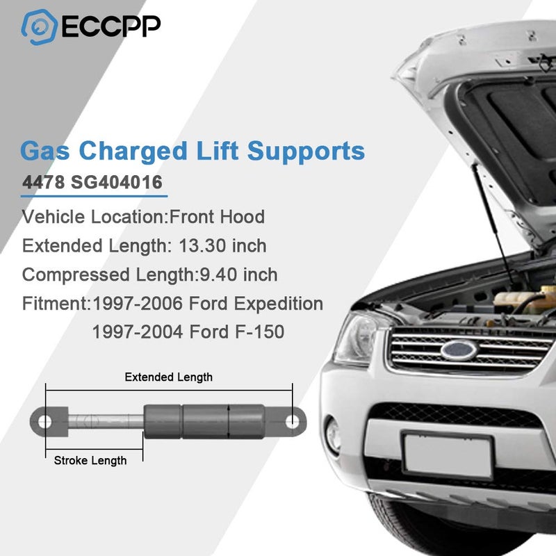 ECCPP دعامات رفع غطاء ECCPP ونوابض الغاز لسيارات فورد إكسبيديشن 1997-2006، F-150 1997-2004، F-250 1995-2004 - Image 2