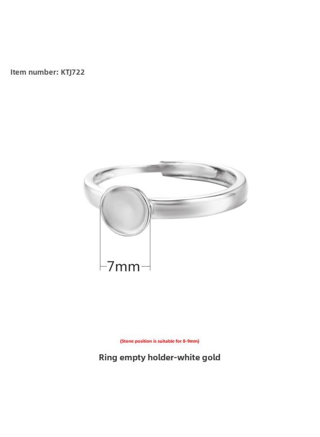 S925 Silver Ring Empty Topping Head With Needle Multi-stone Silver Ring Holder For Men And Women Ring Holder Diy Beeswax Round Bead Ring Holder
