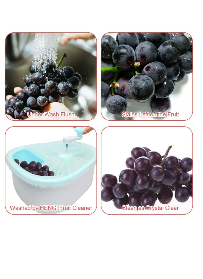 Excefore - آلة غسل الفواكه والخضروات، منظف الفواكه الدوّار، غسالة فواكه دوّارة مع فرشاة، أداة تنظيف متعددة الوظائف للفواكه والخضروات، جهاز دوّار للسلطة (أزرق) - Image 1