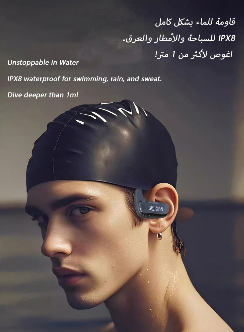 Swimming IPX8 Waterproof Earphones  - Bone Conduction Bluetooth Headphones with 32GB Storage, Magnetic Charging for 8H Battery Using & 360° Panoramic Sound, Ergonomic Design for Running and Cycling - Image 2