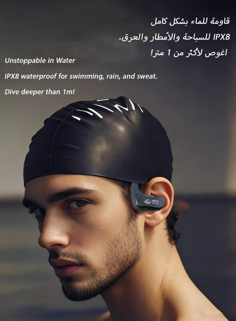 Swimming IPX8 Waterproof Earphones  - Bone Conduction Bluetooth Headphones with 32GB Storage, Magnetic Charging for 8H Battery Using & 360° Panoramic Sound, Ergonomic Design for Running and Cycling - Image 2