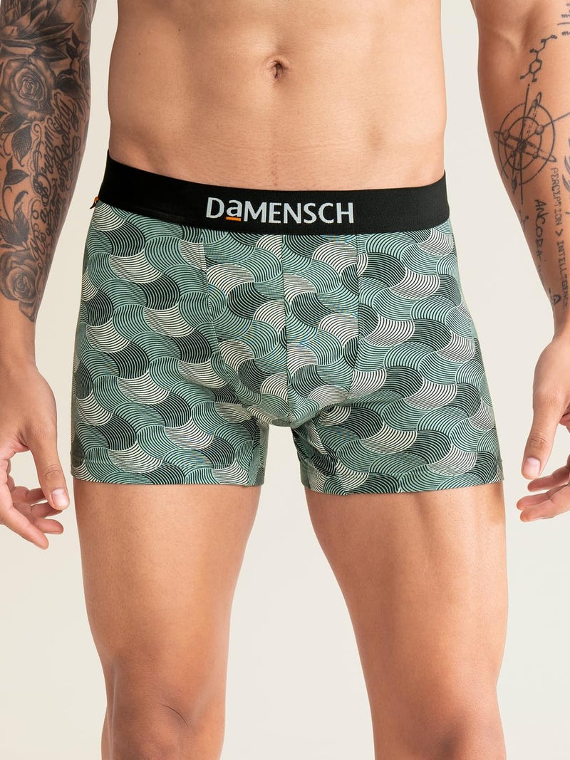 DAMENSCH Deo-Cotton Printed Underwear for Men Combo Breathable Inner, Cotton Trunks for Man Pack No-Marks Waistband, Moisture Wicking Underwear Pack of 3-Aquifer, Tulipwood, Colonial Blue-S - Image 4