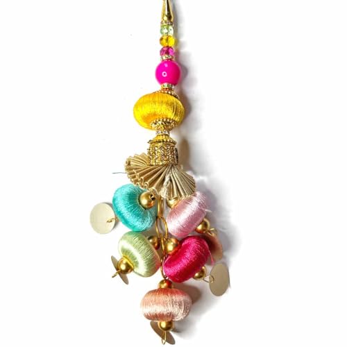 Adikala Craft Store Handmade Work Ethnic Sequin Tassel Latkan Set of 2 for Saree Pallu, Designer Blouse, Dupatta and Lehenga (Multi Color D1) - Image 1