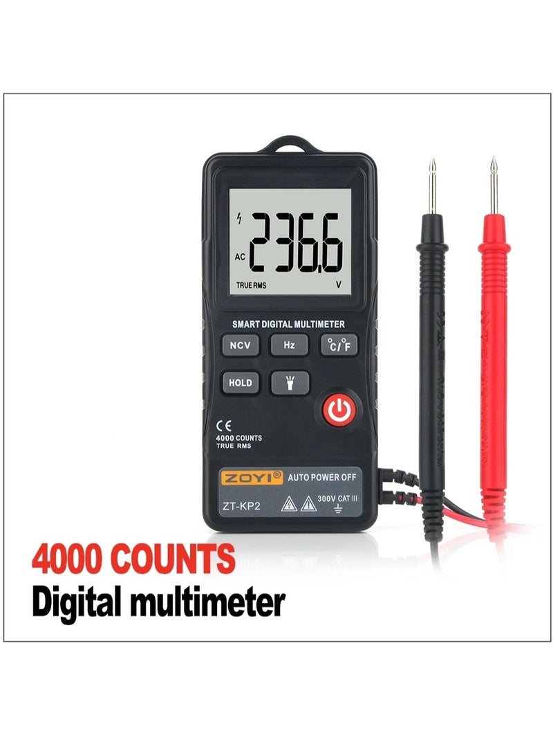 ZHONGYi اختبار رقمي اختبار كهربائي AN303 Mini True Rms مقياس رقمي متعدد 4000 عرض تيار مستمر/تيار متردد الفولتميتر اختبار السعة NCV أوم المقاومة هرتز اختبار السيارة  - Image 4