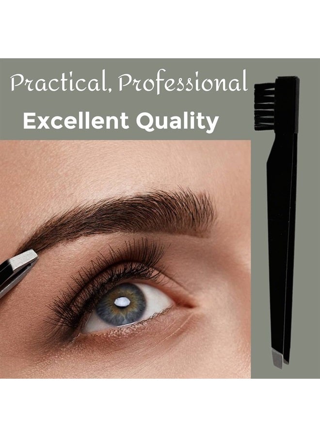 ALAZCO Tweezer & Brush Combo Grooming Tool for Men & Women - Tweezing Eyebrows DIY Professional Makeup Artists Travel Purse Makeup Bag Essential 2 in 1 tweezers – Tweezer on One End, Brush on Other End - Image 4