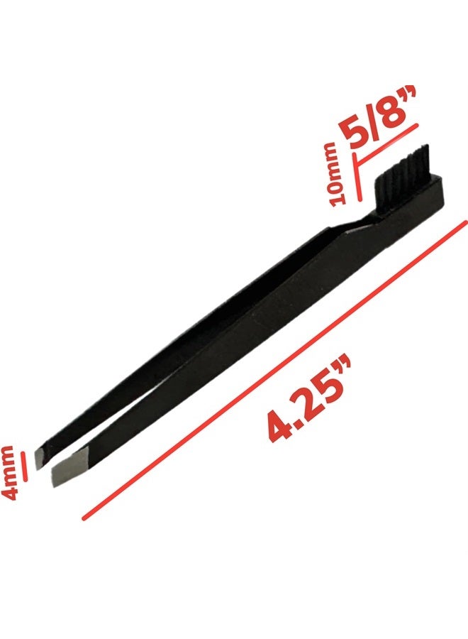 ALAZCO Tweezer & Brush Combo Grooming Tool for Men & Women - Tweezing Eyebrows DIY Professional Makeup Artists Travel Purse Makeup Bag Essential 2 in 1 tweezers – Tweezer on One End, Brush on Other End - Image 3