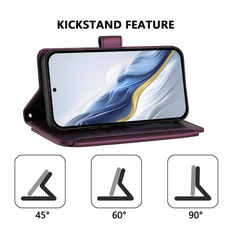 erorex For vivo Y400 Pro 5G    Multi-card Zipper Wallet Leather Phone Case(Dark Purple) - Image 3