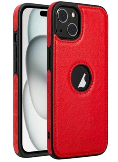 Generic Case for iPhone 15 Plus Leather Texture Stitching Phone Case Red  - Image 1