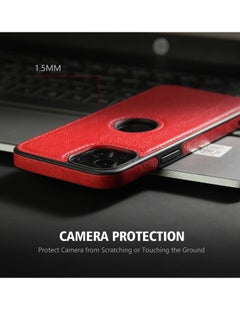 Generic Case for iPhone 15 Plus Leather Texture Stitching Phone Case Red  - Image 4