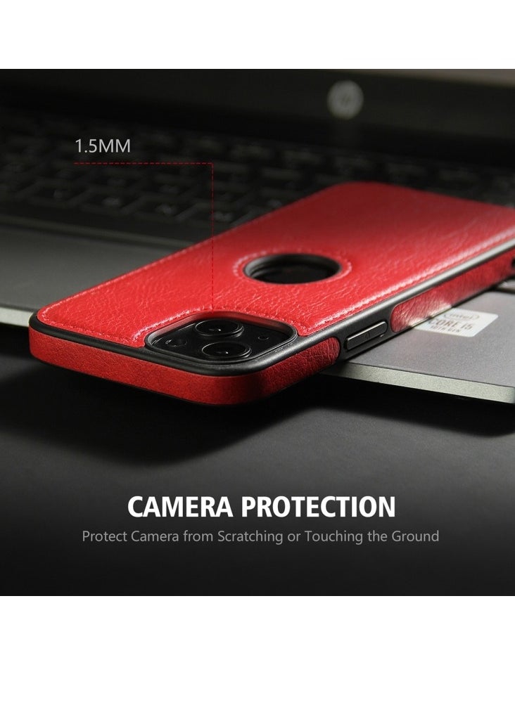 Generic Case for iPhone 15 Plus Leather Texture Stitching Phone Case Red  - Image 4