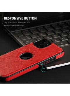 Generic Case for iPhone 15 Plus Leather Texture Stitching Phone Case Red  - Image 5