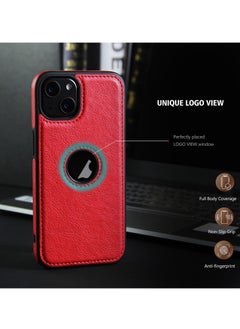 Generic Case for iPhone 15 Plus Leather Texture Stitching Phone Case Red  - Image 3