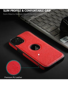 Generic Case for iPhone 15 Plus Leather Texture Stitching Phone Case Red  - Image 2