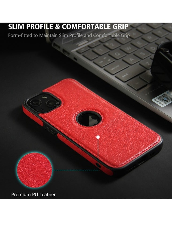 Generic Case for iPhone 15 Plus Leather Texture Stitching Phone Case Red  - Image 2