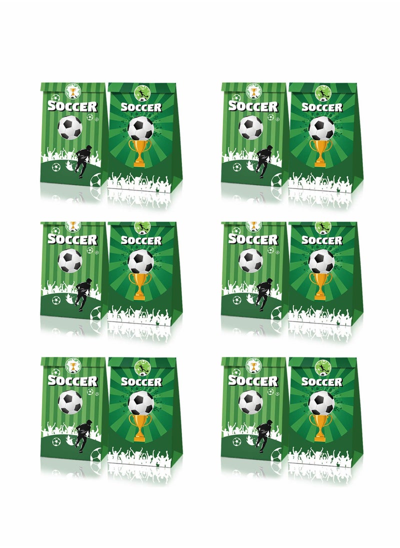 Excefore Paper Party Gift Bags 12 Pcs Soccer Party Candy Bags, Collection Paper Bags for Boys Kids Party Favor Supplies Decorations Theme Birthday Party Baby Party supplies Gift Bag Food Bags  - Image 1