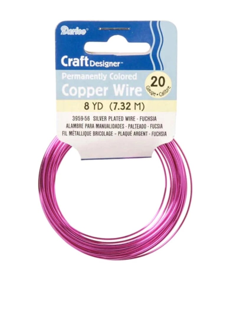 Darice Silver Plated Copper Wire 20 Gauge Fuchsia 8 yards  - Image 1