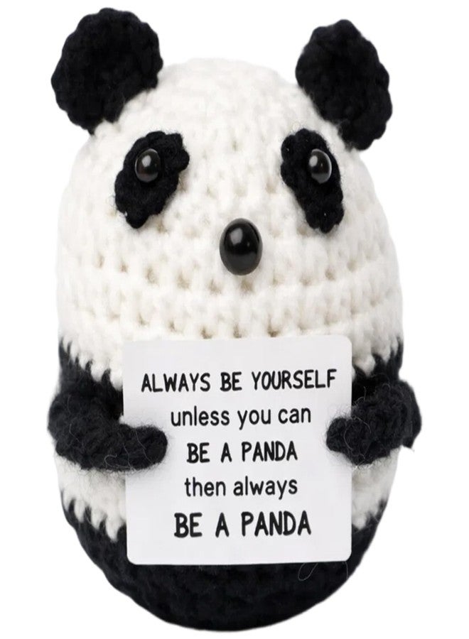 BharatBazaar Crochet Toys, Handmade Panda Crochet Animals, Cute Crochet Gift for Home and Office Decor, Emotional Support Animal Toy, Cute Things for Study Table Desk Decoration (7x6 cm, Black and White) - Image 1
