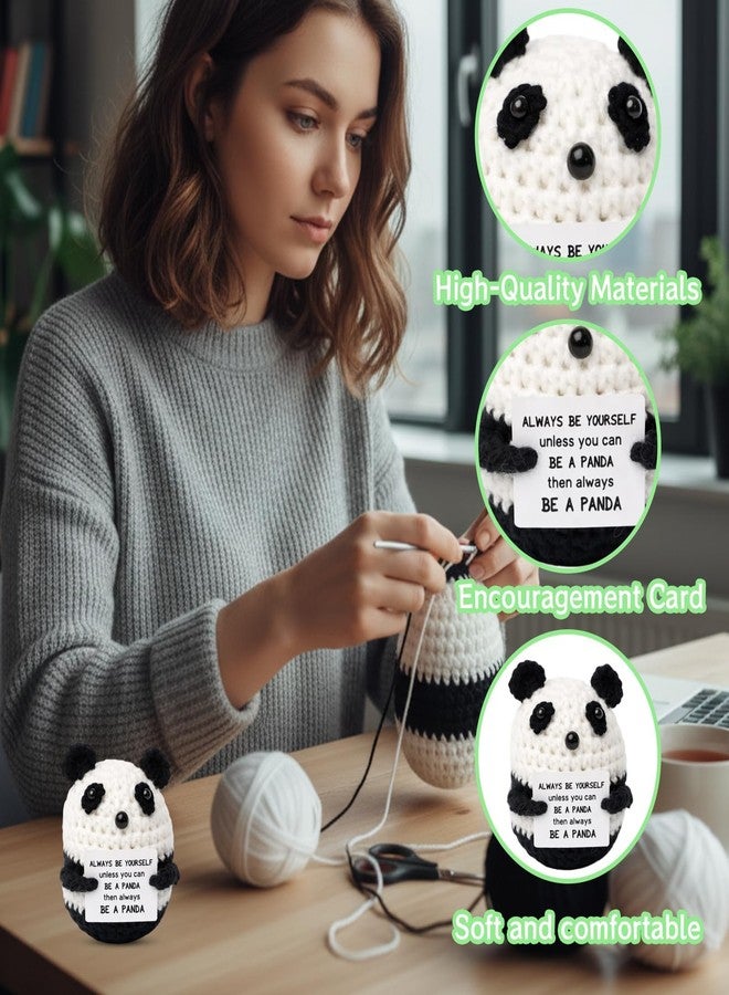 BharatBazaar Crochet Toys, Handmade Panda Crochet Animals, Cute Crochet Gift for Home and Office Decor, Emotional Support Animal Toy, Cute Things for Study Table Desk Decoration (7x6 cm, Black and White) - Image 3