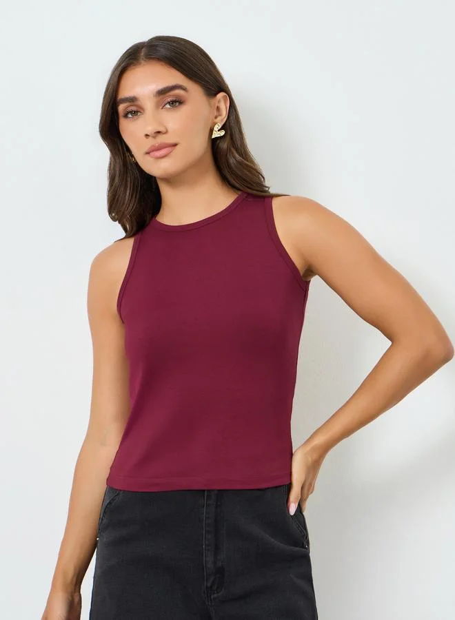 ستايلي مجموعة من 2 بلوزة تانك سادة مُجسمة