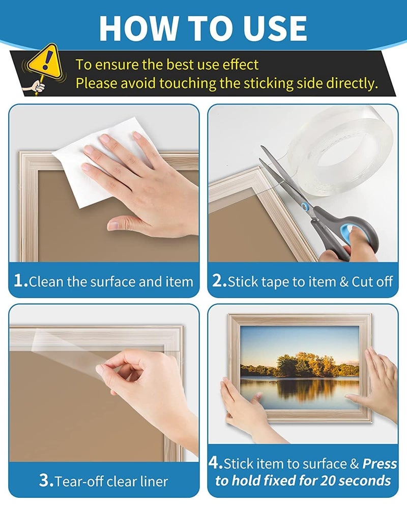 UPDESH Updesh Double Sided Tape Heavy Duty Strong Adhesive Mounting Tape Multipurpose Removable and Reusable Wall Tape Photo Frame Hanging Poster Tape Carpet Tape pack of 1  - Image 4