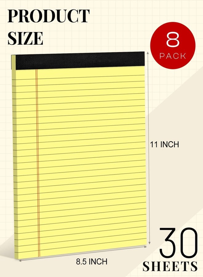 Aidunmis 8 Pack Yellow Legal Pads 8.5 x 11 Wide Ruled Note Pads 8.5 x 11 Lined Paper Writing Pads Yellow Notepads 8.5 x 11 Notebook Paper for Work Legal Notepads Yellow Pads of Paper 30 Sheets per Legal Pad - Image 2