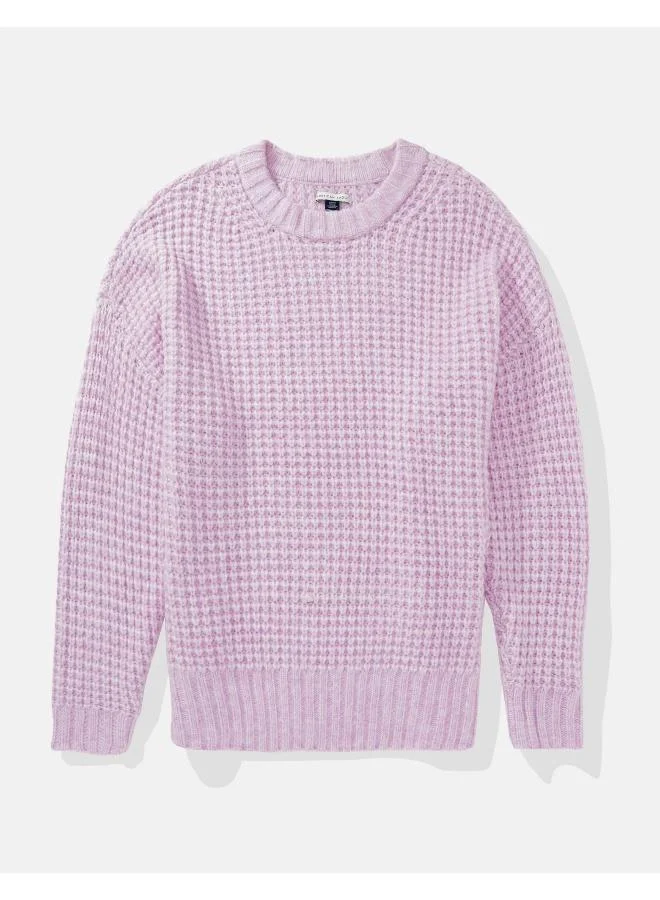 امريكان ايجل Oversized Waffle Crew Neck Sweater