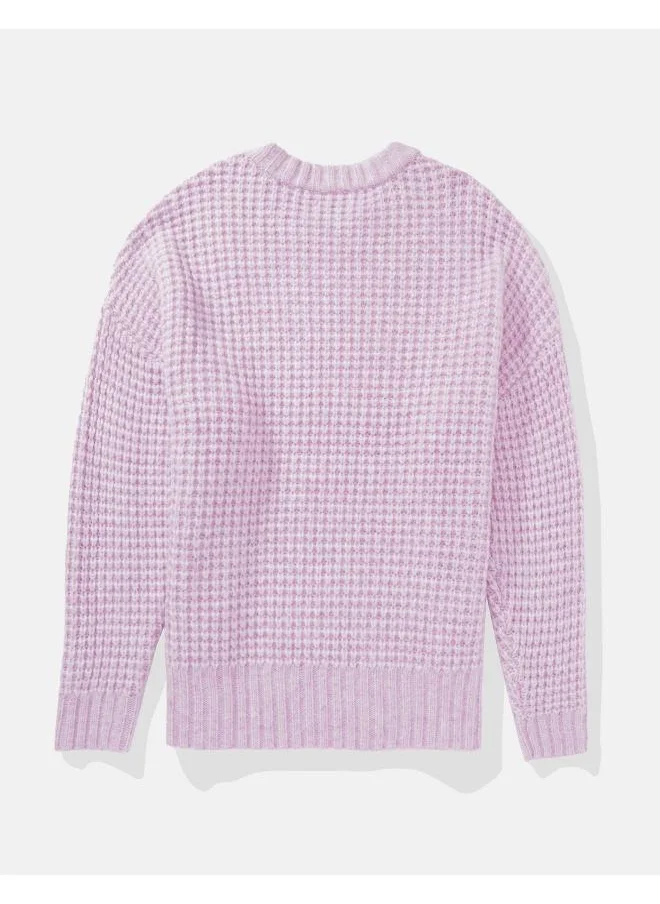 امريكان ايجل Oversized Waffle Crew Neck Sweater