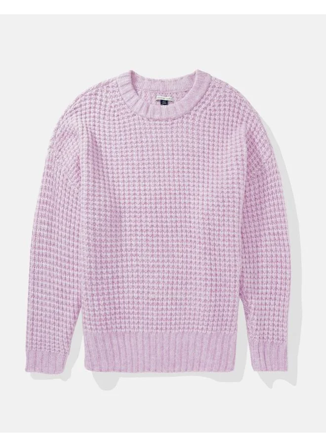 امريكان ايجل Oversized Waffle Crew Neck Sweater