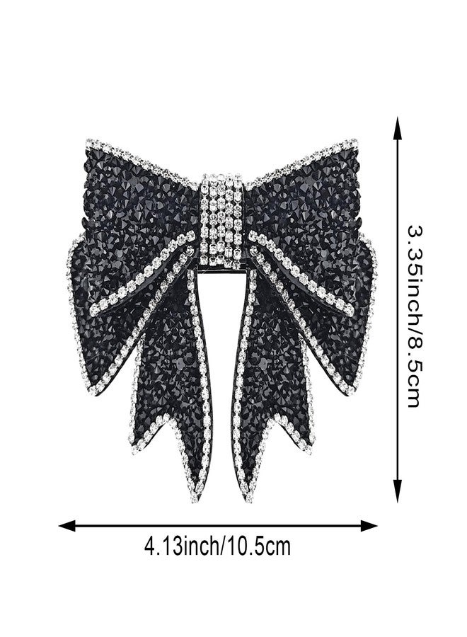 Arvintas 2 PACK Black Rhinestone Bow Hair Clips French Design Barrettes Sparkly Bow-knot Hair Accessories for Women Girls Halloween Party - Image 2