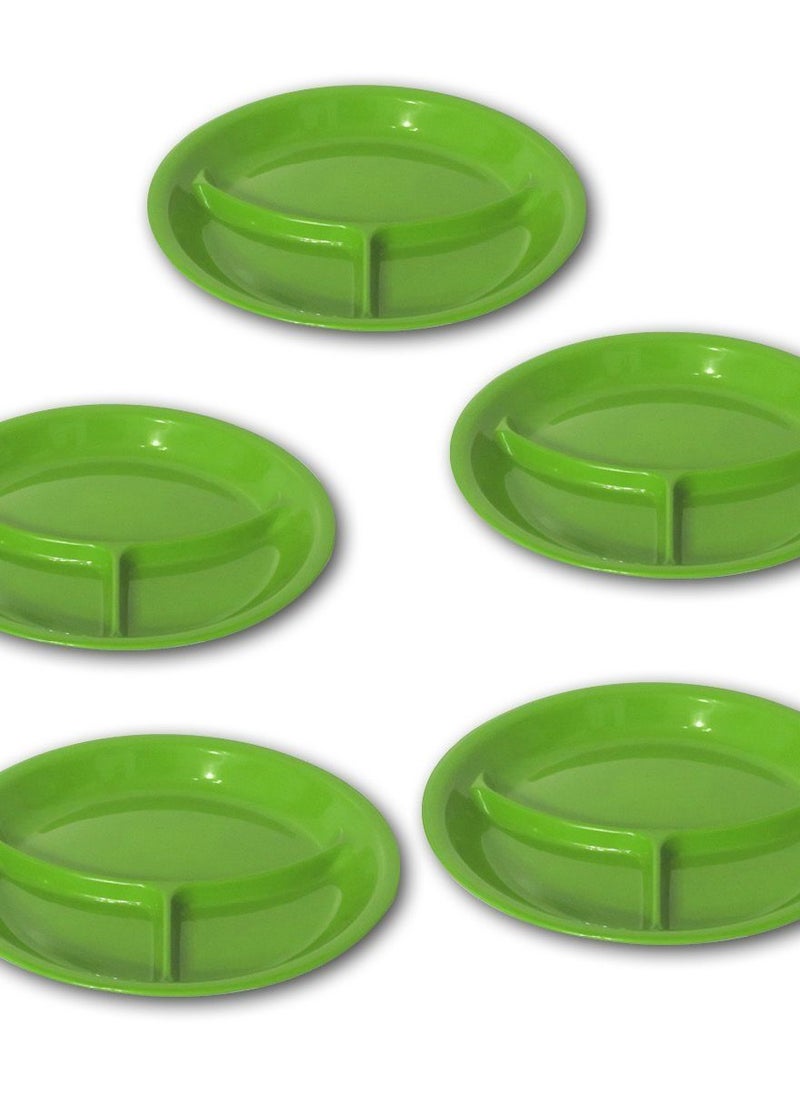 GAB Plastic - GAB Plastic, Divided Plastic Plates, Pack of 5, 26cm, Reusable plastic Plates, For Kids, Compartmented, Sturdy and Durable, Tableware, BPA-free Plastic - Image 1