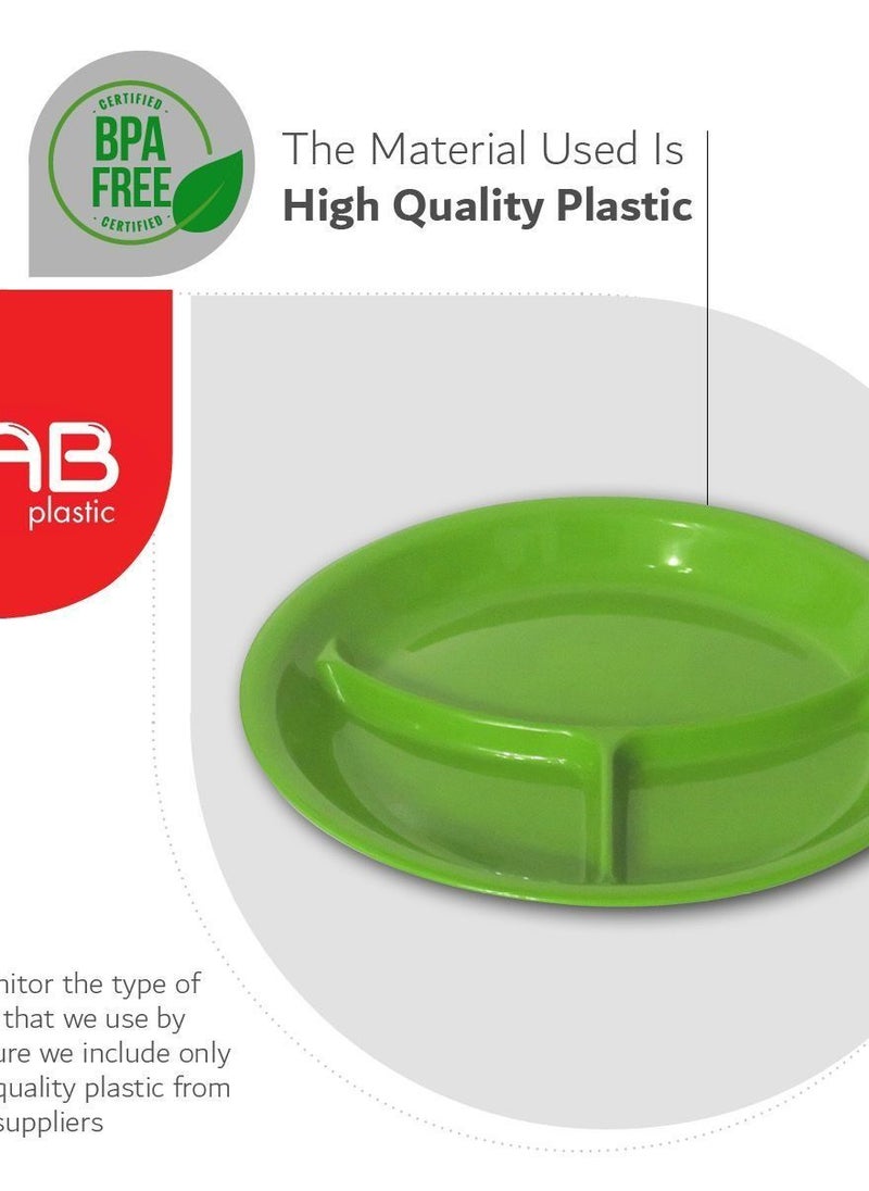 GAB Plastic - GAB Plastic, Divided Plastic Plates, Pack of 5, 26cm, Reusable plastic Plates, For Kids, Compartmented, Sturdy and Durable, Tableware, BPA-free Plastic - Image 1