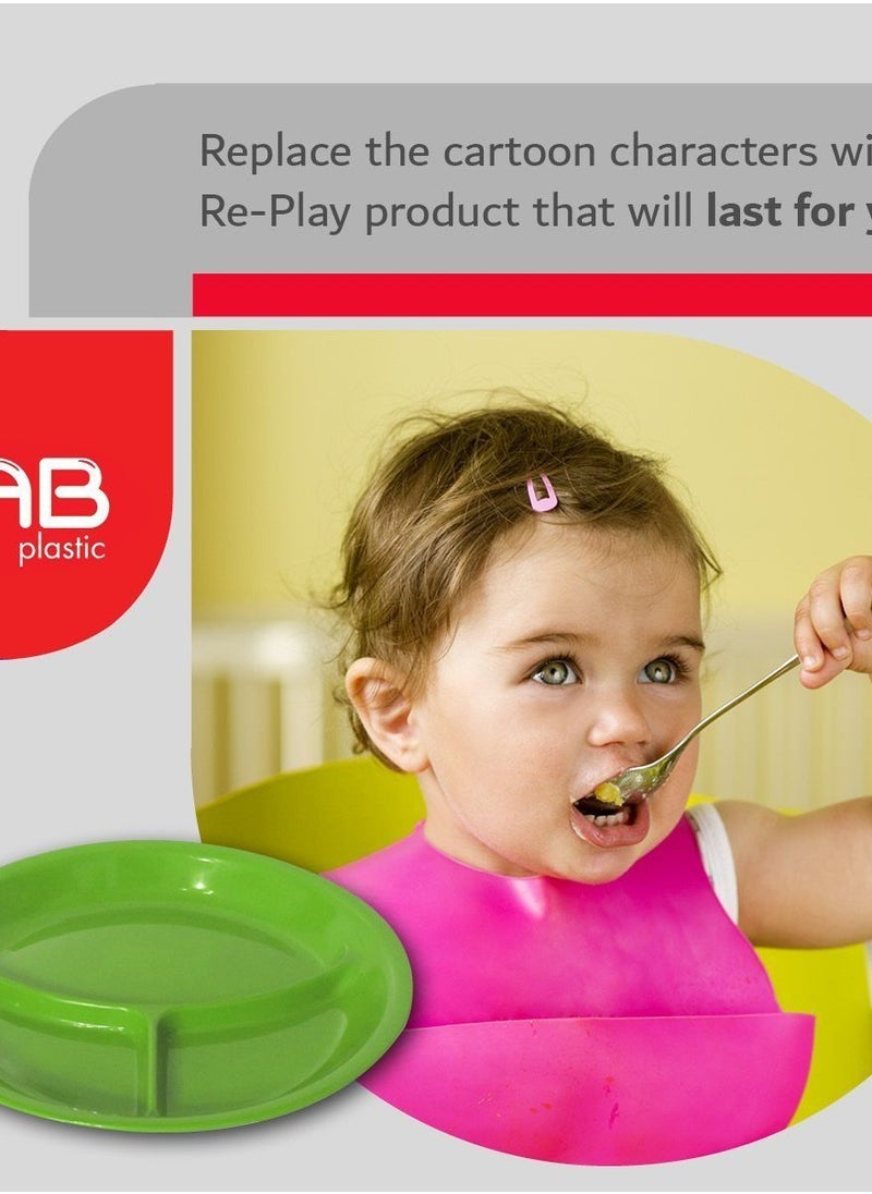 GAB Plastic - GAB Plastic, Divided Plastic Plates, Pack of 5, 26cm, Reusable plastic Plates, For Kids, Compartmented, Sturdy and Durable, Tableware, BPA-free Plastic - Image 1