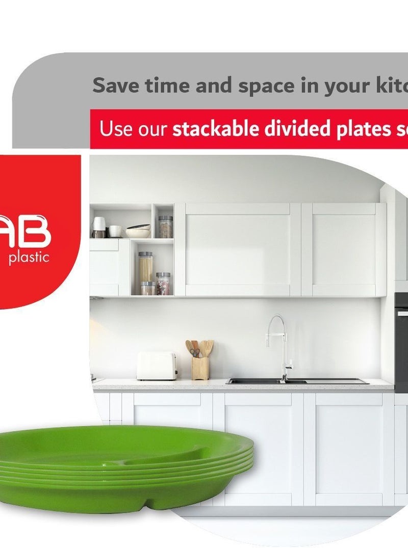 GAB Plastic - GAB Plastic, Divided Plastic Plates, Pack of 5, 26cm, Reusable plastic Plates, For Kids, Compartmented, Sturdy and Durable, Tableware, BPA-free Plastic - Image 1