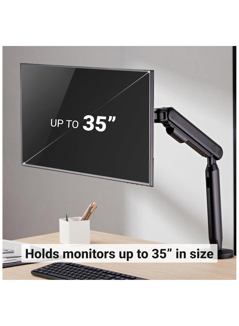 نيوستار ذراع شاشة نيوستار فردي بدعم نابضي 17–35″ | حامل مكتب غازي قابل للتعديل، تركيب بمشبك أو فتحة، يتحمل حتى 11 كجم، إمالة ودوران كامل – LDT76-C012 - Image 5