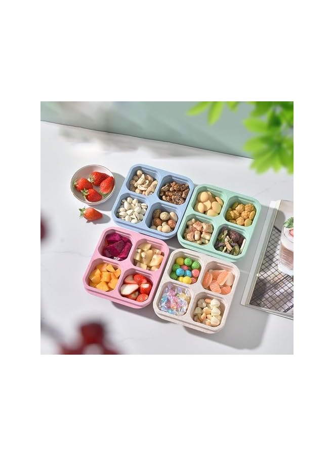 Green Tiger 5 Pack Snack Containers, Reusable Bento Snack Box, 4 Compartments Meal Prep Lunch Containers for Kids and Adults, Stackable Divided Food Storage Containers for School Work Travel (5 Pack) - Image 3