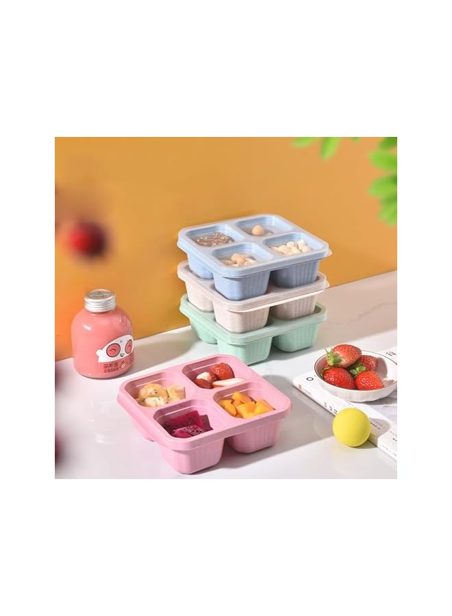Green Tiger 5 Pack Snack Containers, Reusable Bento Snack Box, 4 Compartments Meal Prep Lunch Containers for Kids and Adults, Stackable Divided Food Storage Containers for School Work Travel (5 Pack) - Image 5