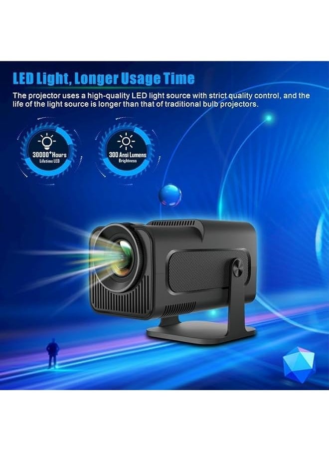 DUSALA - Mini Portable Auto Keystone Projector, 4K FHD 1080P Smart Projector Support 10000 Lumens with WiFi 6, BT 5.0, 180 Degree Rotation, Built-in Android 11.0 EU PLUG (HY-320) - Image 1