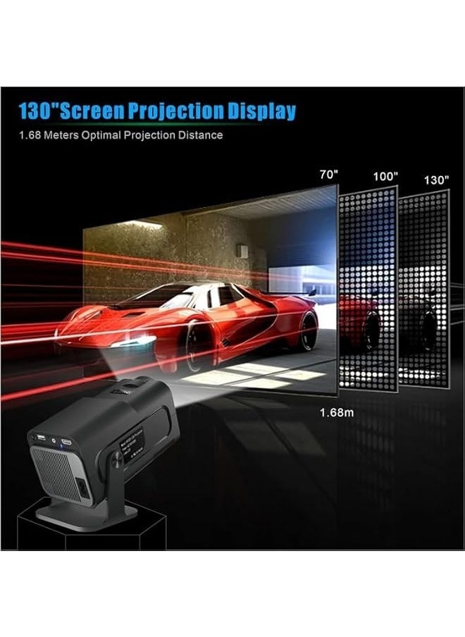 DUSALA - Mini Portable Auto Keystone Projector, 4K FHD 1080P Smart Projector Support 10000 Lumens with WiFi 6, BT 5.0, 180 Degree Rotation, Built-in Android 11.0 EU PLUG (HY-320) - Image 1