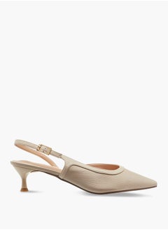 Celeste Women's Monogram Print Shoes with Buckle Closure and Kitten Heels  - Image 3