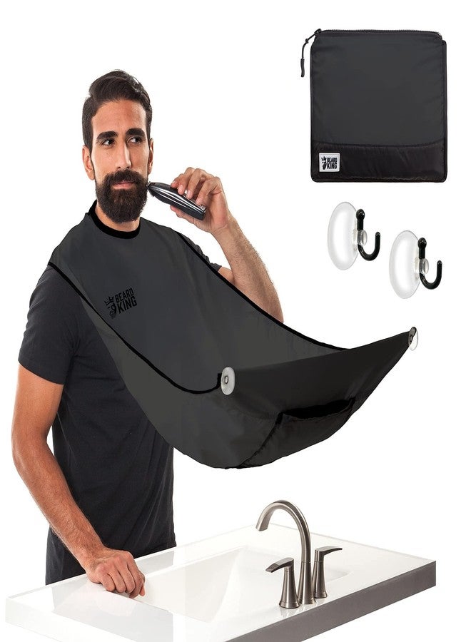Beard King Beard Bib Apron - Shaving Set for Dad - As Seen on Shark Tank - Men's Hair Catcher for Shaving - Grooming Accessories - Packing Pouch, Black - Image 1