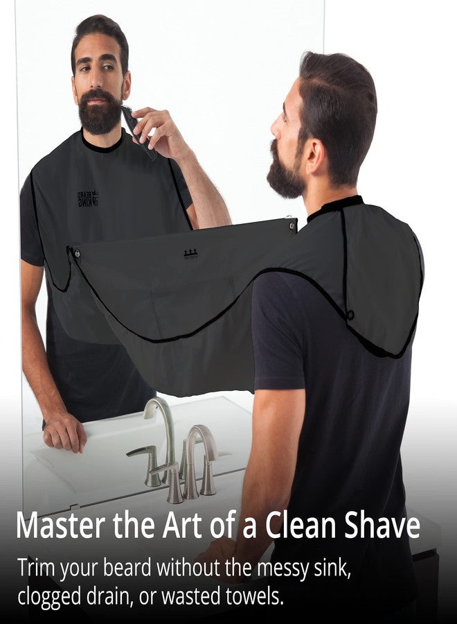 Beard King Beard Bib Apron - Shaving Set for Dad - As Seen on Shark Tank - Men's Hair Catcher for Shaving - Grooming Accessories - Packing Pouch, Black - Image 2